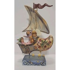 Heartwood Creek Jim Shore, Wooden Shoe Sailboat, Wynken Blynken & Nod